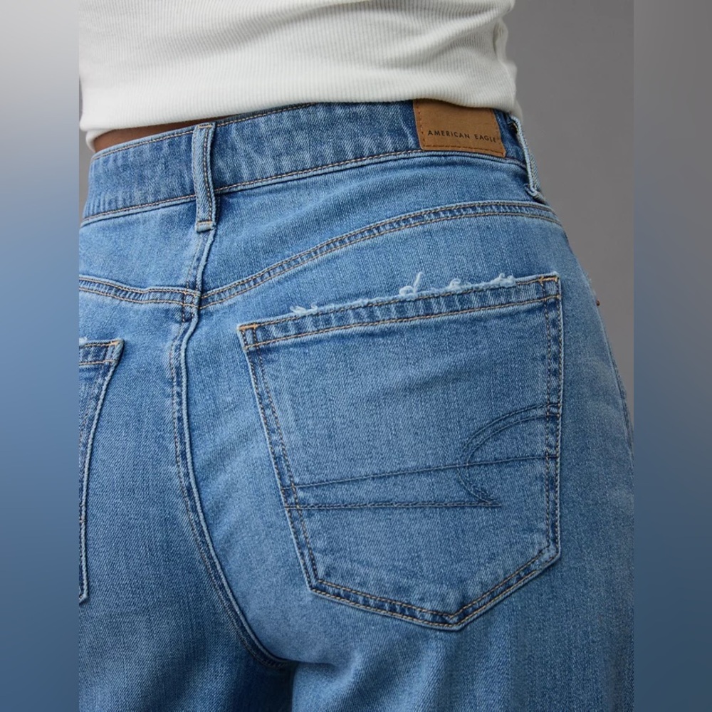 American Eagle Super High Rise Baggy Wide Leg Jeans- Size 00 Long - Picture 4 of 11